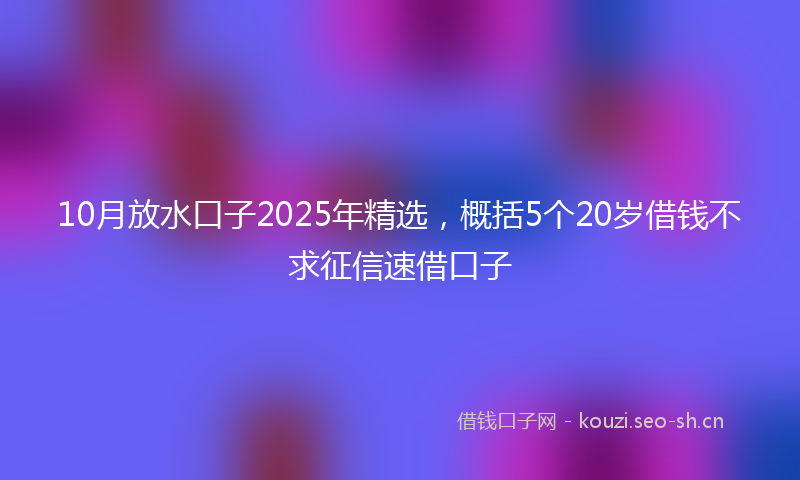 10月放水口子2025年精选，概括5个20岁借钱不求征信速借口子