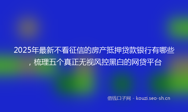 2025年最新不看征信的房产抵押贷款银行有哪些，梳理五个真正无视风控黑白的网贷平台