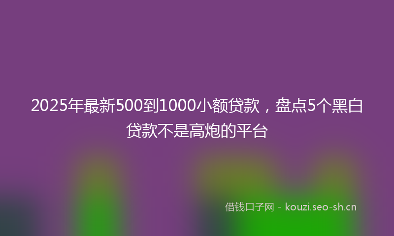 2025年最新500到1000小额贷款，盘点5个黑白贷款不是高炮的平台