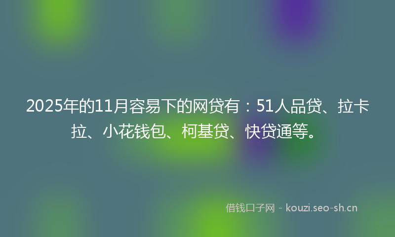 2025年的11月容易下的网贷有：51人品贷、拉卡拉、小花钱包、柯基贷、快贷通等。