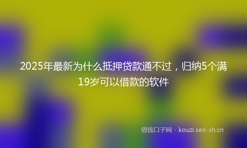 2025年最新为什么抵押贷款通不过，归纳5个满19岁可以借款的软件