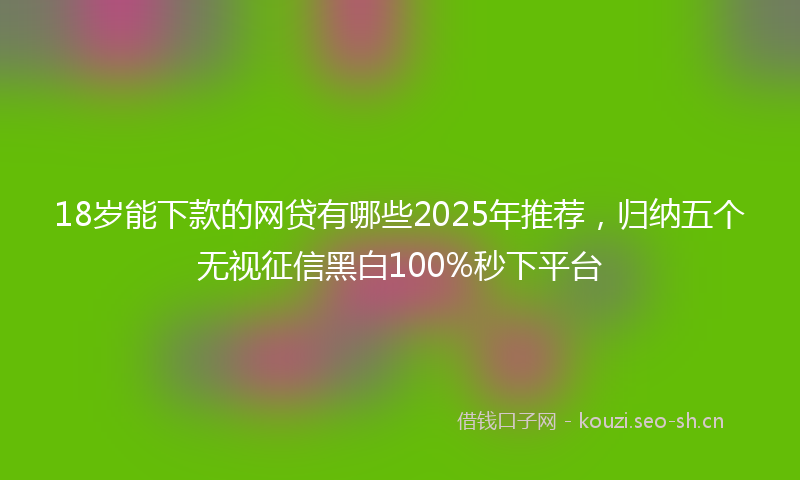 18岁能下款的网贷有哪些2025年推荐，归纳五个无视征信黑白100%秒下平台