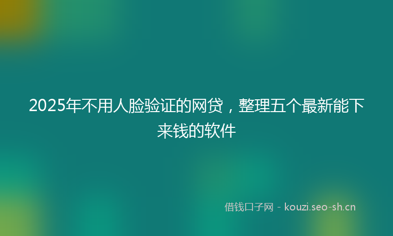 2025年不用人脸验证的网贷，整理五个最新能下来钱的软件