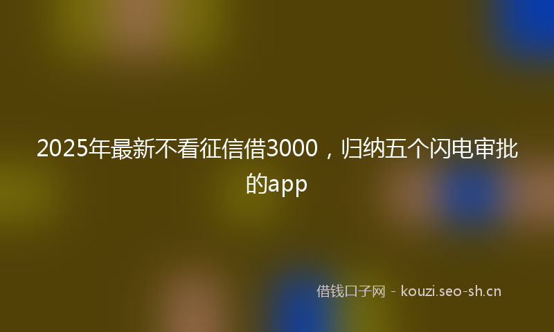 2025年最新不看征信借3000，归纳五个闪电审批的app