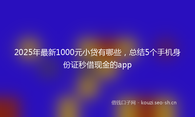 2025年最新1000元小贷有哪些，总结5个手机身份证秒借现金的app