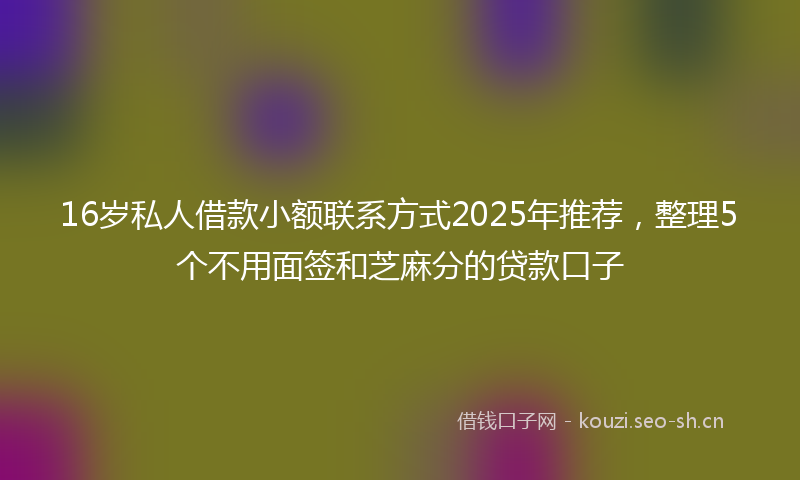 16岁私人借款小额联系方式2025年推荐，整理5个不用面签和芝麻分的贷款口子