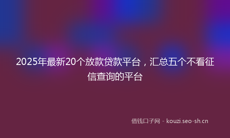 2025年最新20个放款贷款平台，汇总五个不看征信查询的平台
