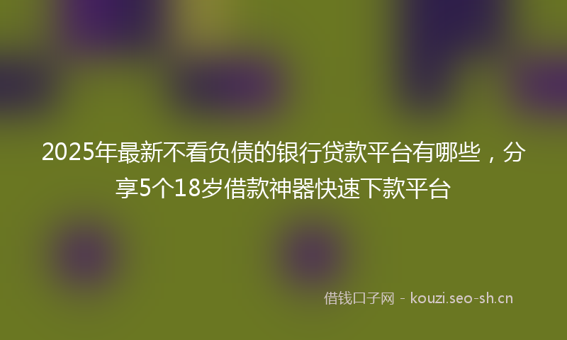 2025年最新不看负债的银行贷款平台有哪些，分享5个18岁借款神器快速下款平台