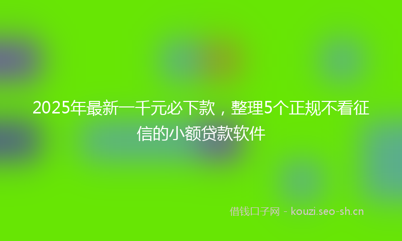 2025年最新一千元必下款，整理5个正规不看征信的小额贷款软件