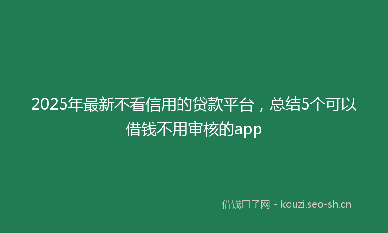 2025年最新不看信用的贷款平台，总结5个可以借钱不用审核的app