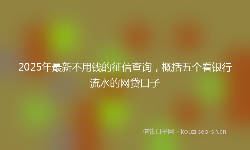 2025年最新不用钱的征信查询，概括五个看银行流水的网贷口子
