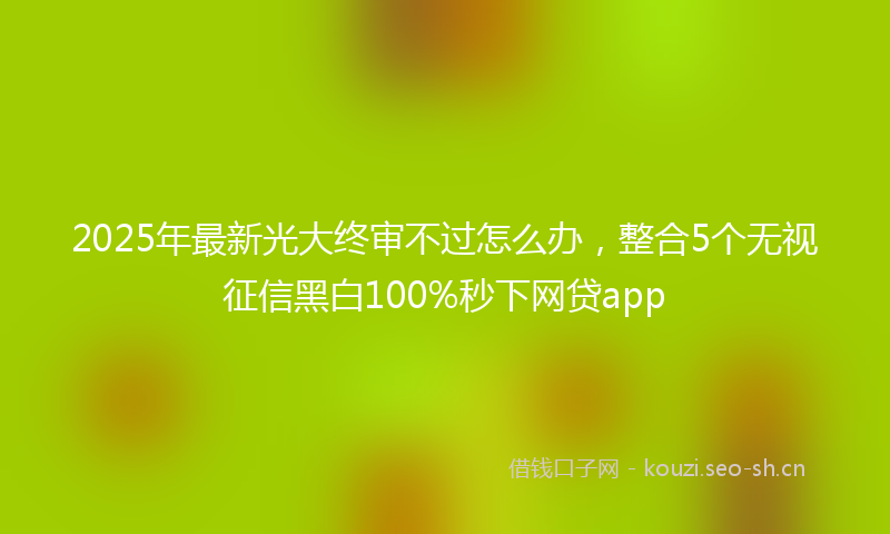 2025年最新光大终审不过怎么办，整合5个无视征信黑白100%秒下网贷app