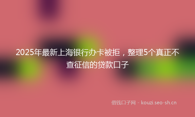 2025年最新上海银行办卡被拒，整理5个真正不查征信的贷款口子