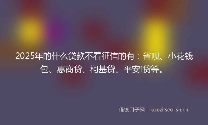 2025年的什么贷款不看征信的有：省呗、小花钱包、惠商贷、柯基贷、平安i贷等。