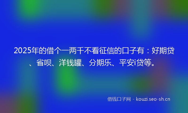 2025年的借个一两千不看征信的口子有：好期贷、省呗、洋钱罐、分期乐、平安i贷等。