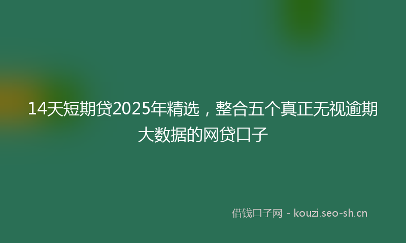 14天短期贷2025年精选，整合五个真正无视逾期大数据的网贷口子