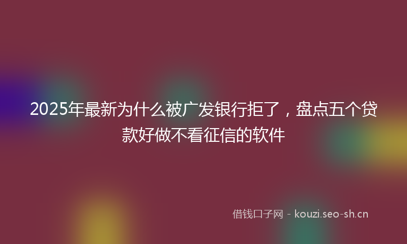 2025年最新为什么被广发银行拒了，盘点五个贷款好做不看征信的软件