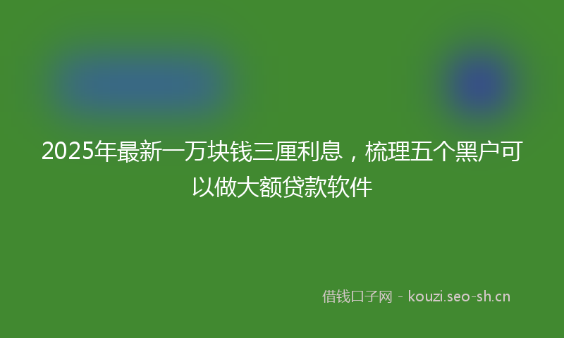 2025年最新一万块钱三厘利息，梳理五个黑户可以做大额贷款软件