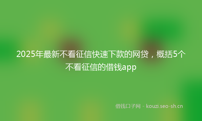 2025年最新不看征信快速下款的网贷，概括5个不看征信的借钱app