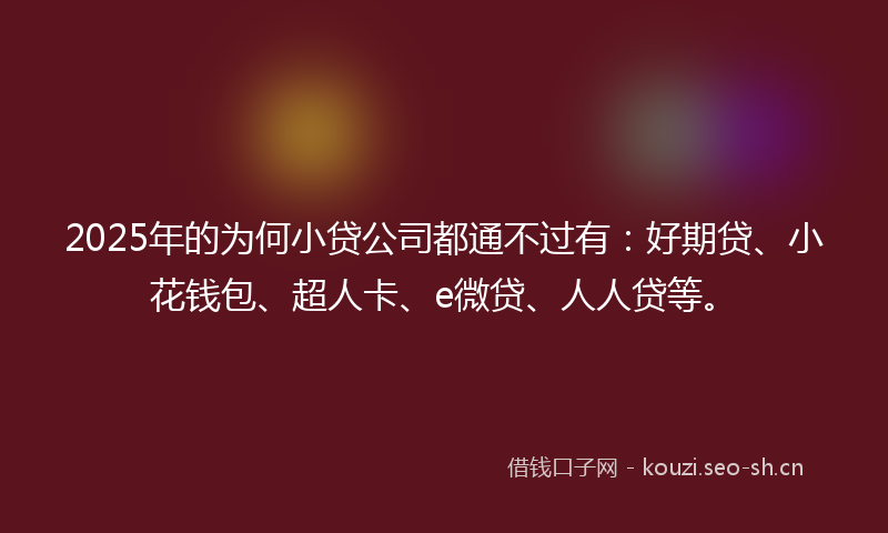 2025年的为何小贷公司都通不过有：好期贷、小花钱包、超人卡、e微贷、人人贷等。