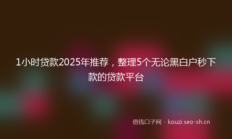1小时贷款2025年推荐，整理5个无论黑白户秒下款的贷款平台