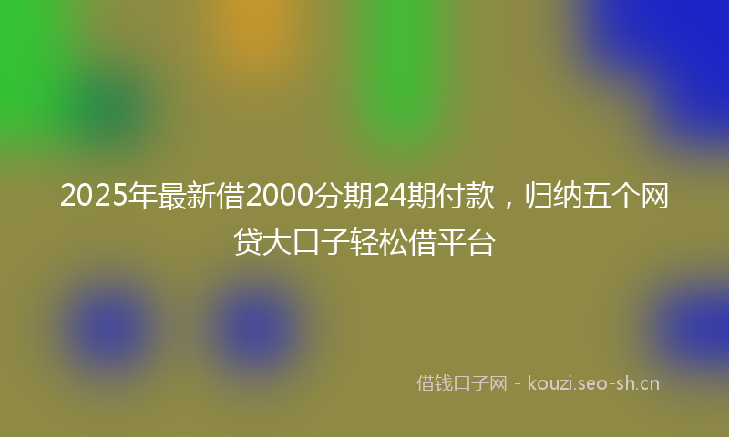 2025年最新借2000分期24期付款，归纳五个网贷大口子轻松借平台