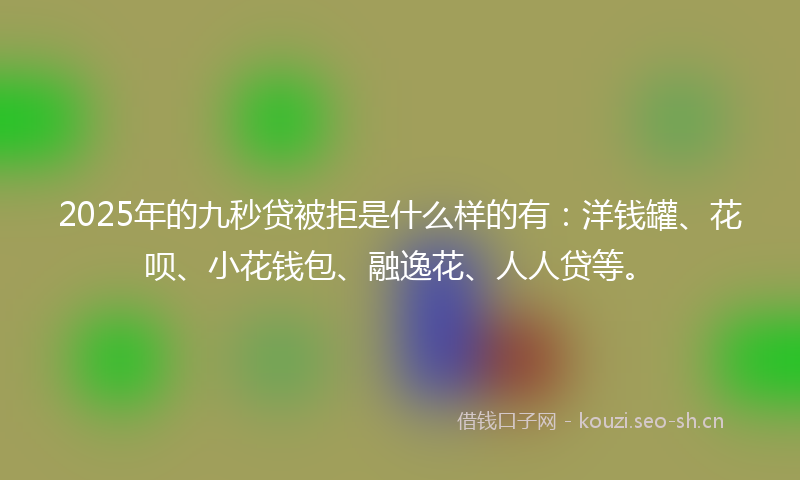 2025年的九秒贷被拒是什么样的有：洋钱罐、花呗、小花钱包、融逸花、人人贷等。