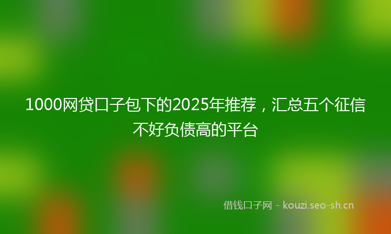 1000网贷口子包下的2025年推荐，汇总五个征信不好负债高的平台
