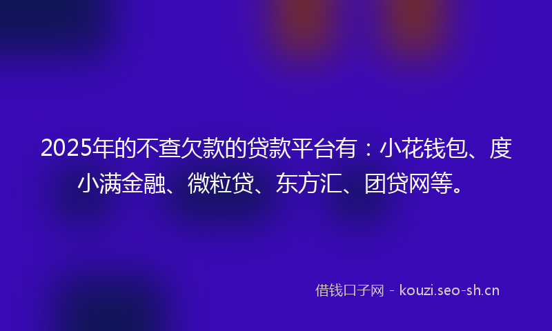 2025年的不查欠款的贷款平台有：小花钱包、度小满金融、微粒贷、东方汇、团贷网等。