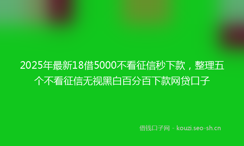 2025年最新18借5000不看征信秒下款，整理五个不看征信无视黑白百分百下款网贷口子