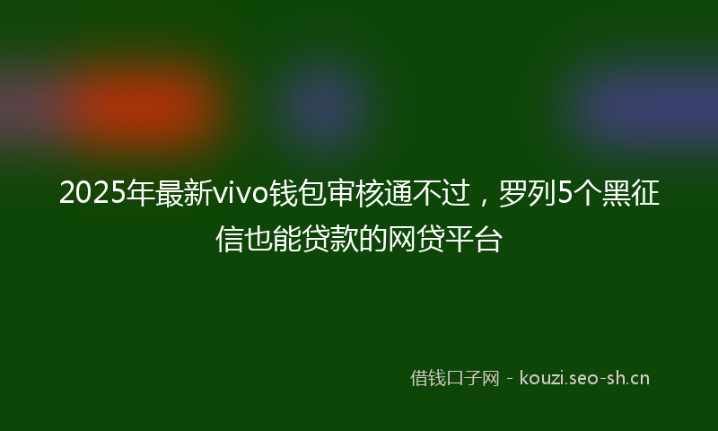 2025年最新vivo钱包审核通不过，罗列5个黑征信也能贷款的网贷平台