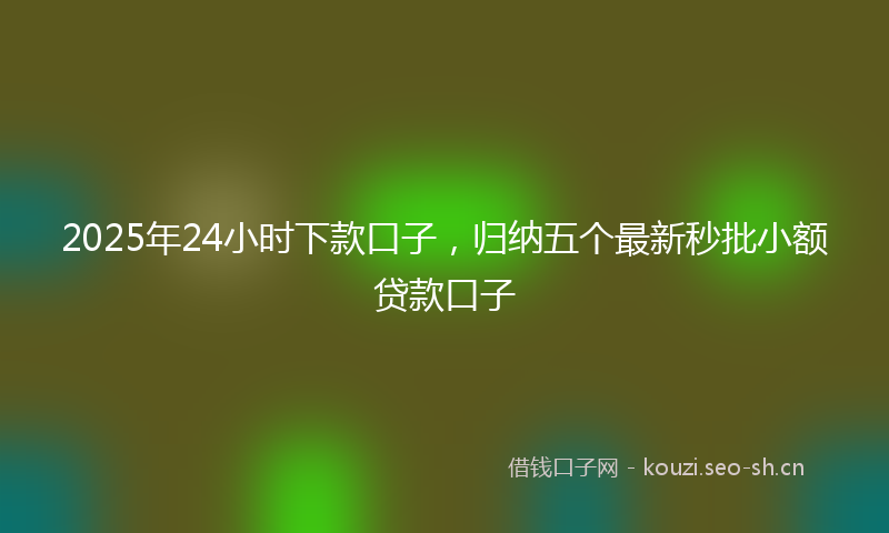 2025年24小时下款口子，归纳五个最新秒批小额贷款口子