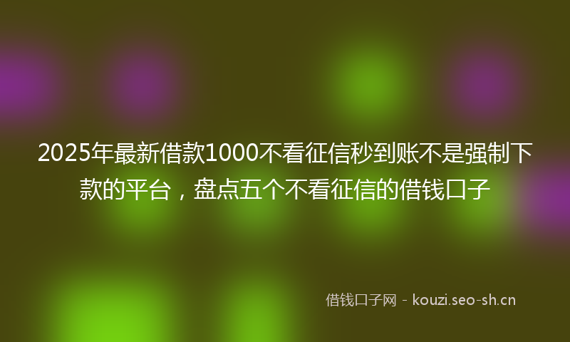 2025年最新借款1000不看征信秒到账不是强制下款的平台，盘点五个不看征信的借钱口子
