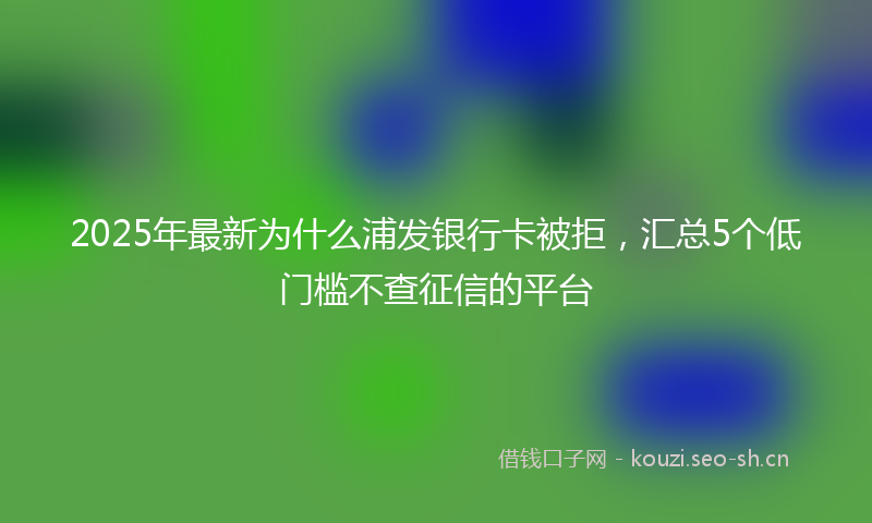 2025年最新为什么浦发银行卡被拒，汇总5个低门槛不查征信的平台