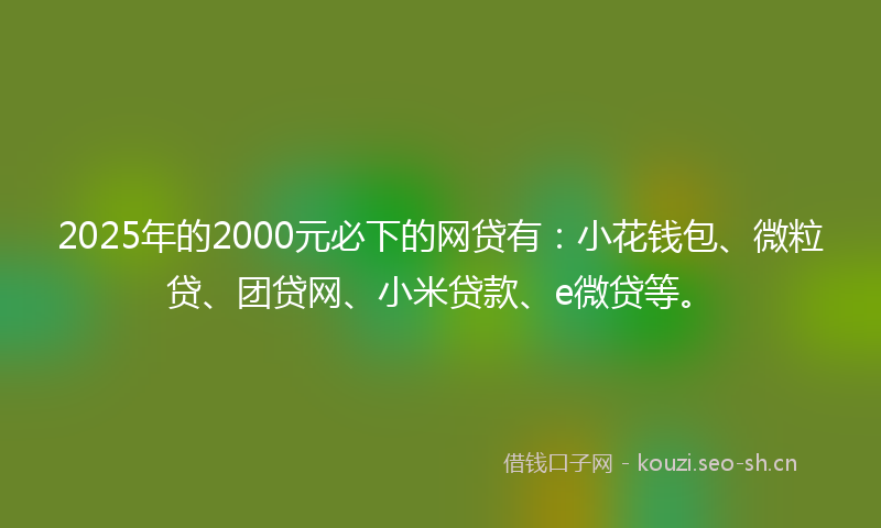 2025年的2000元必下的网贷有：小花钱包、微粒贷、团贷网、小米贷款、e微贷等。