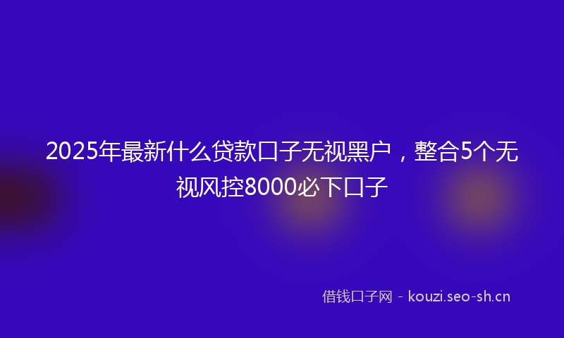 2025年最新什么贷款口子无视黑户,整合5个无视风控8000必下口子