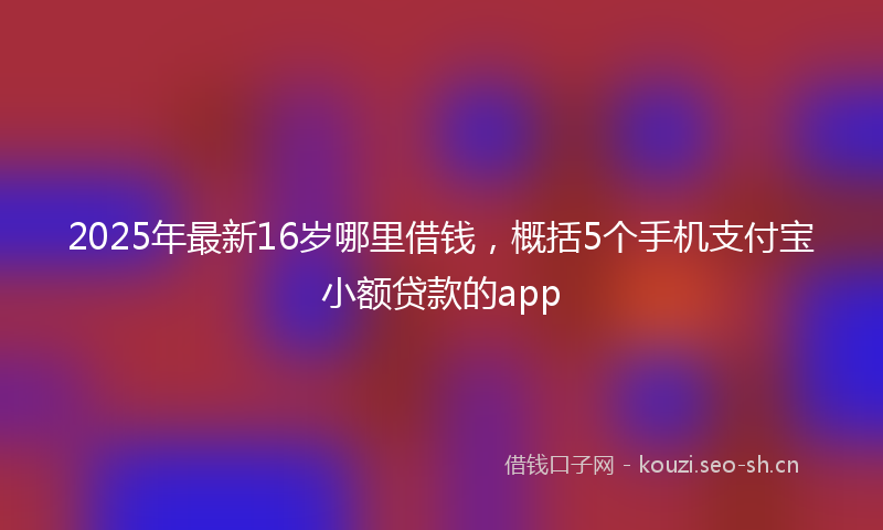 2025年最新16岁哪里借钱，概括5个手机支付宝小额贷款的app