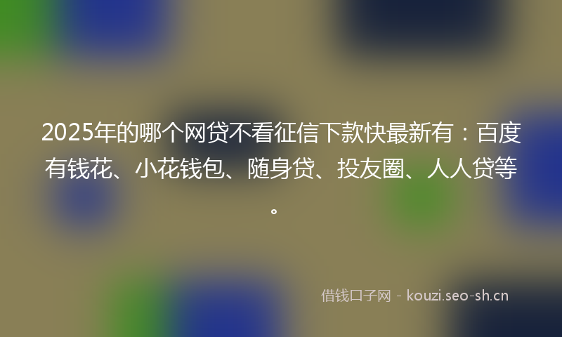 2025年的哪个网贷不看征信下款快最新有：百度有钱花、小花钱包、随身贷、投友圈、人人贷等。