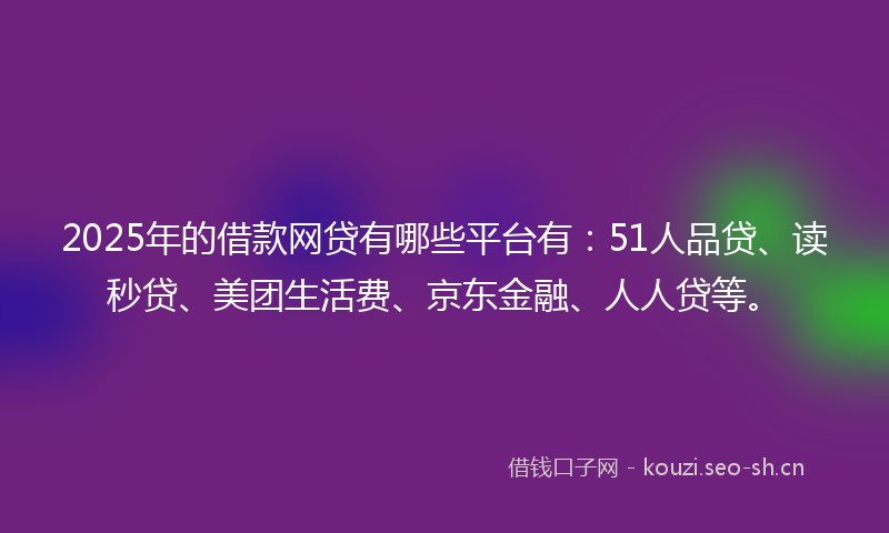 2025年的借款网贷有哪些平台有：51人品贷、读秒贷、美团生活费、京东金融、人人贷等。