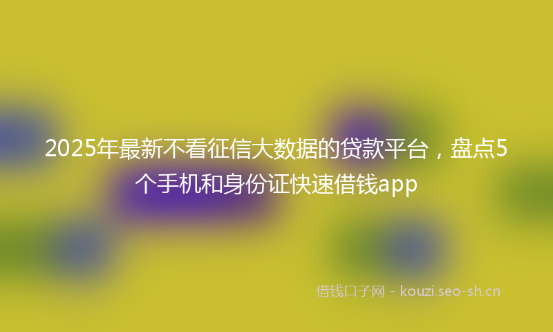 2025年最新不看征信大数据的贷款平台，盘点5个手机和身份证快速借钱app
