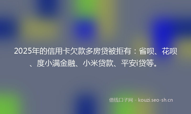 2025年的信用卡欠款多房贷被拒有：省呗、花呗、度小满金融、小米贷款、平安i贷等。