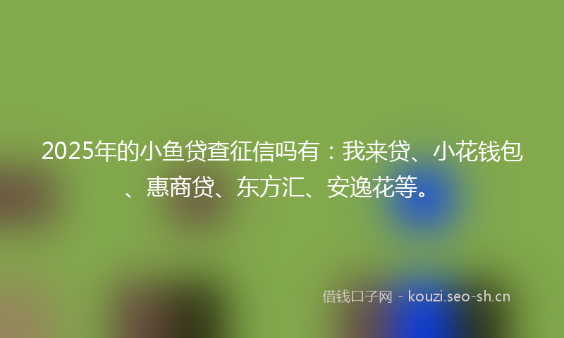 2025年的小鱼贷查征信吗有：我来贷、小花钱包、惠商贷、东方汇、安逸花等。
