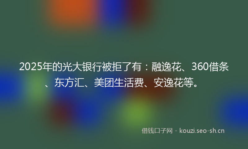 2025年的光大银行被拒了有：融逸花、360借条、东方汇、美团生活费、安逸花等。