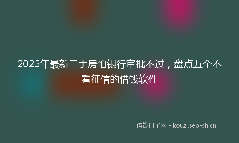 2025年最新二手房怕银行审批不过，盘点五个不看征信的借钱软件