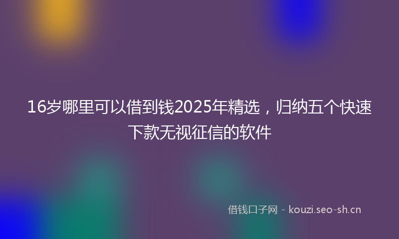 16岁哪里可以借到钱2025年精选，归纳五个快速下款无视征信的软件