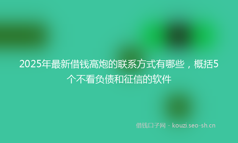 2025年最新借钱高炮的联系方式有哪些，概括5个不看负债和征信的软件