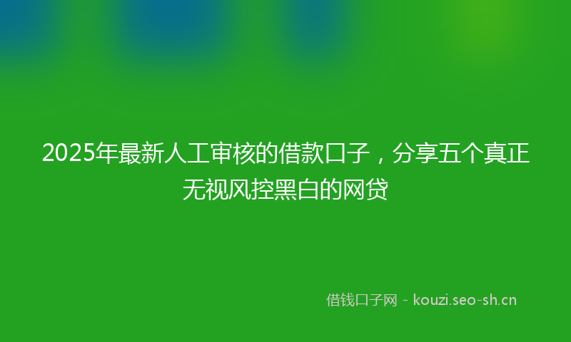 2025年最新人工审核的借款口子，分享五个真正无视风控黑白的网贷