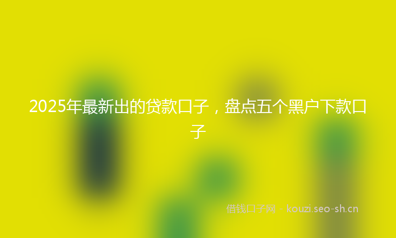 2025年最新出的贷款口子，盘点五个黑户下款口子