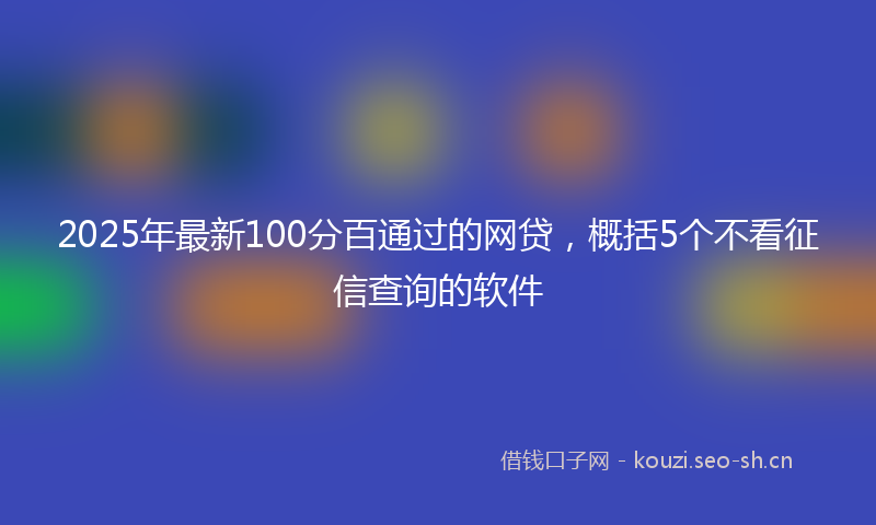 2025年最新100分百通过的网贷，概括5个不看征信查询的软件