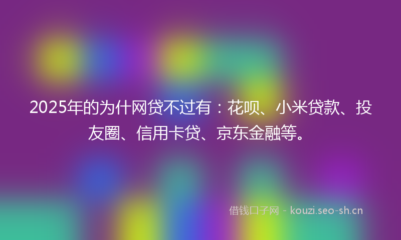 2025年的为什网贷不过有：花呗、小米贷款、投友圈、信用卡贷、京东金融等。